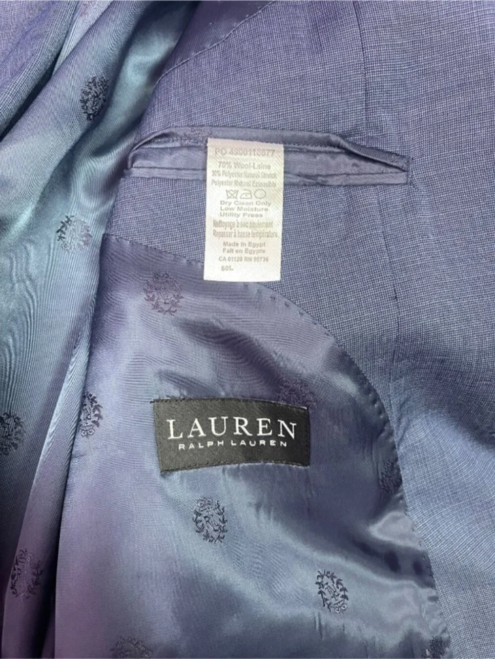 Lauren Ralph Lauren Black Label Wool Blend Blazer Jacket Blue Men’s 50L